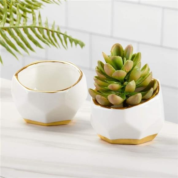Geometric Ceramic Planters Decorative Bowls (Set of 2) Trinket Dish, Home, Room - Picture 6 of 6